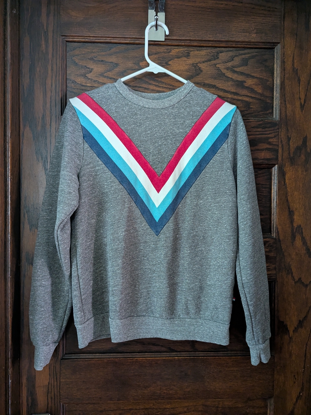 ✨NEW✨ Sol Angeles Gray Sweatshirt with Red & Blue & White Stripes - Adult XS